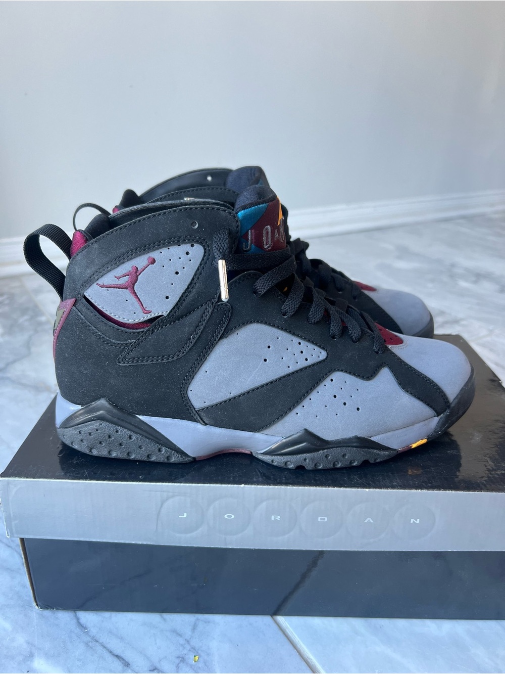 Air Jordan 7 Retro Bordeaux Grey Black Maroon - Size 9 With OG Box